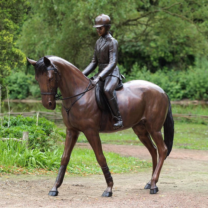 Large bronze cast soldier statues riding a horse